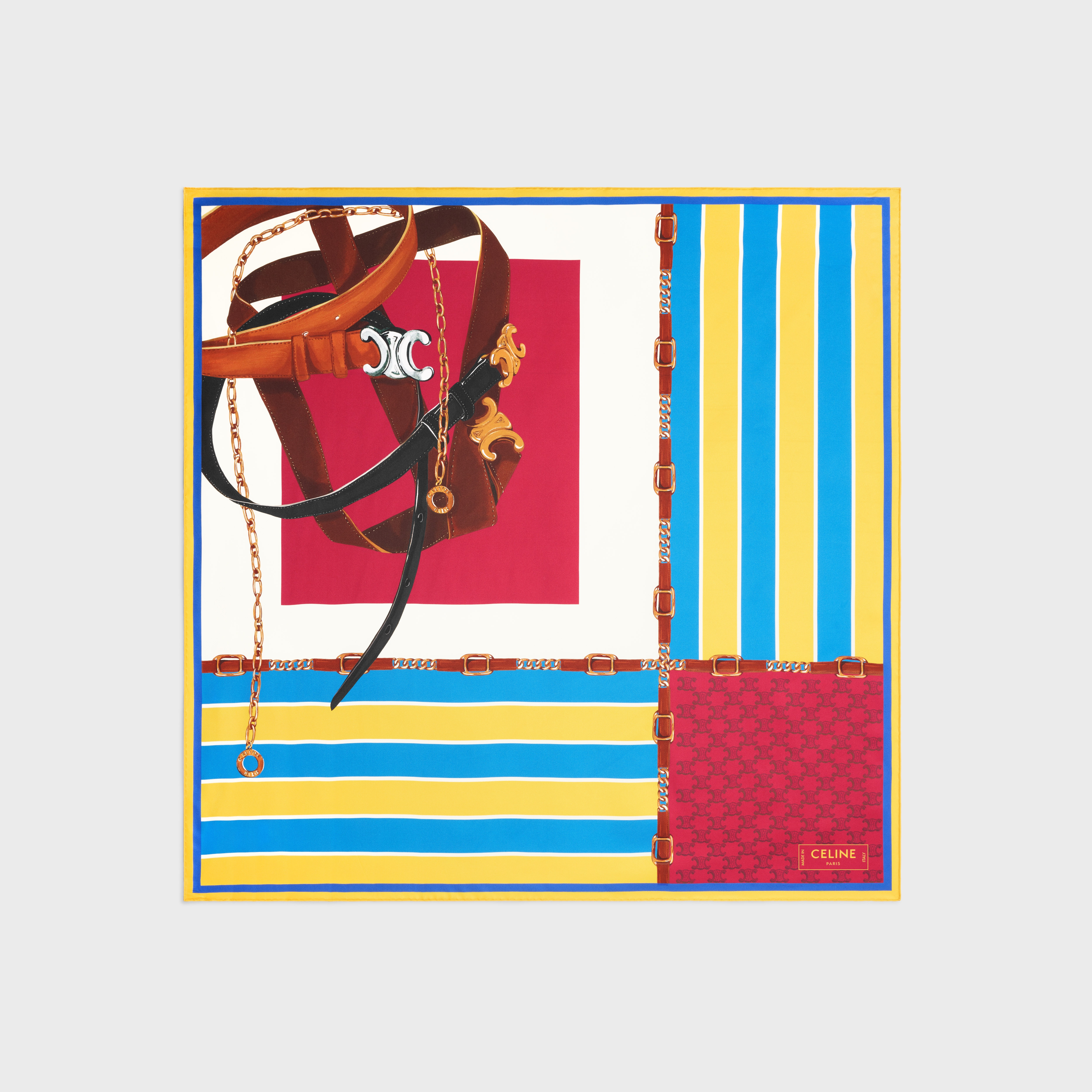SQUARE IN SILK TWILL - BLUE/YELLOW/RED | CELINE